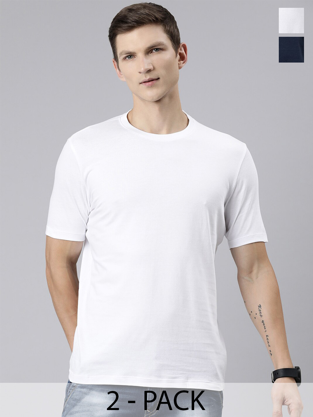 

Huetrap Pack Of 2 Pure Cotton T-shirts, White