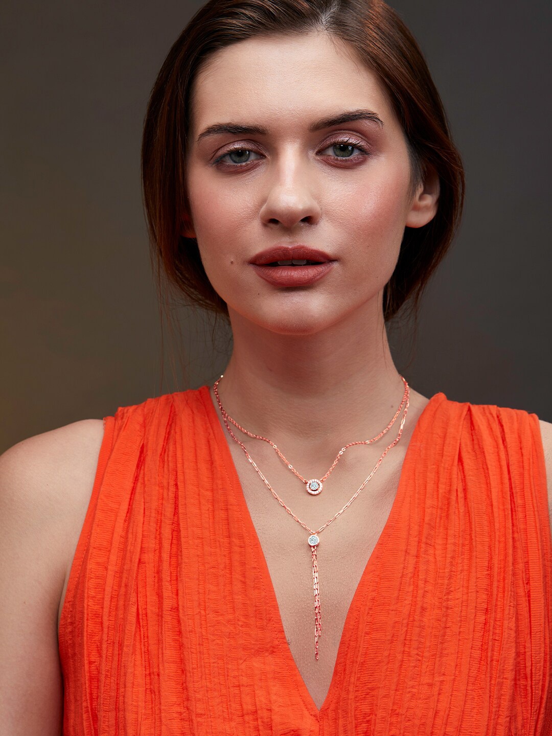 

MINUTIAE Rose Gold-Plated Stones-Studded Necklace