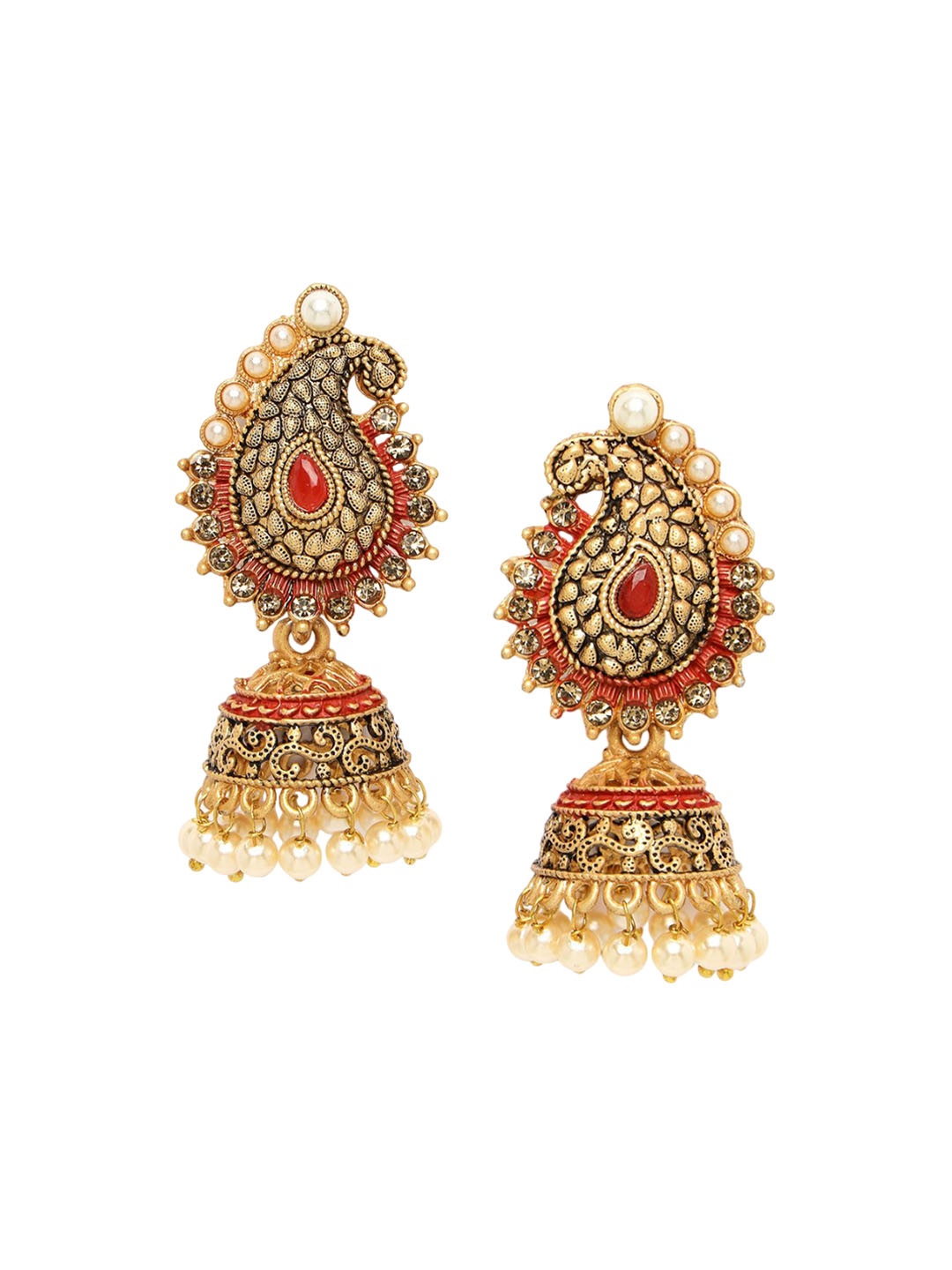 

ADIVA Gold-Plated Paisley Shaped Jhumkas Earrings
