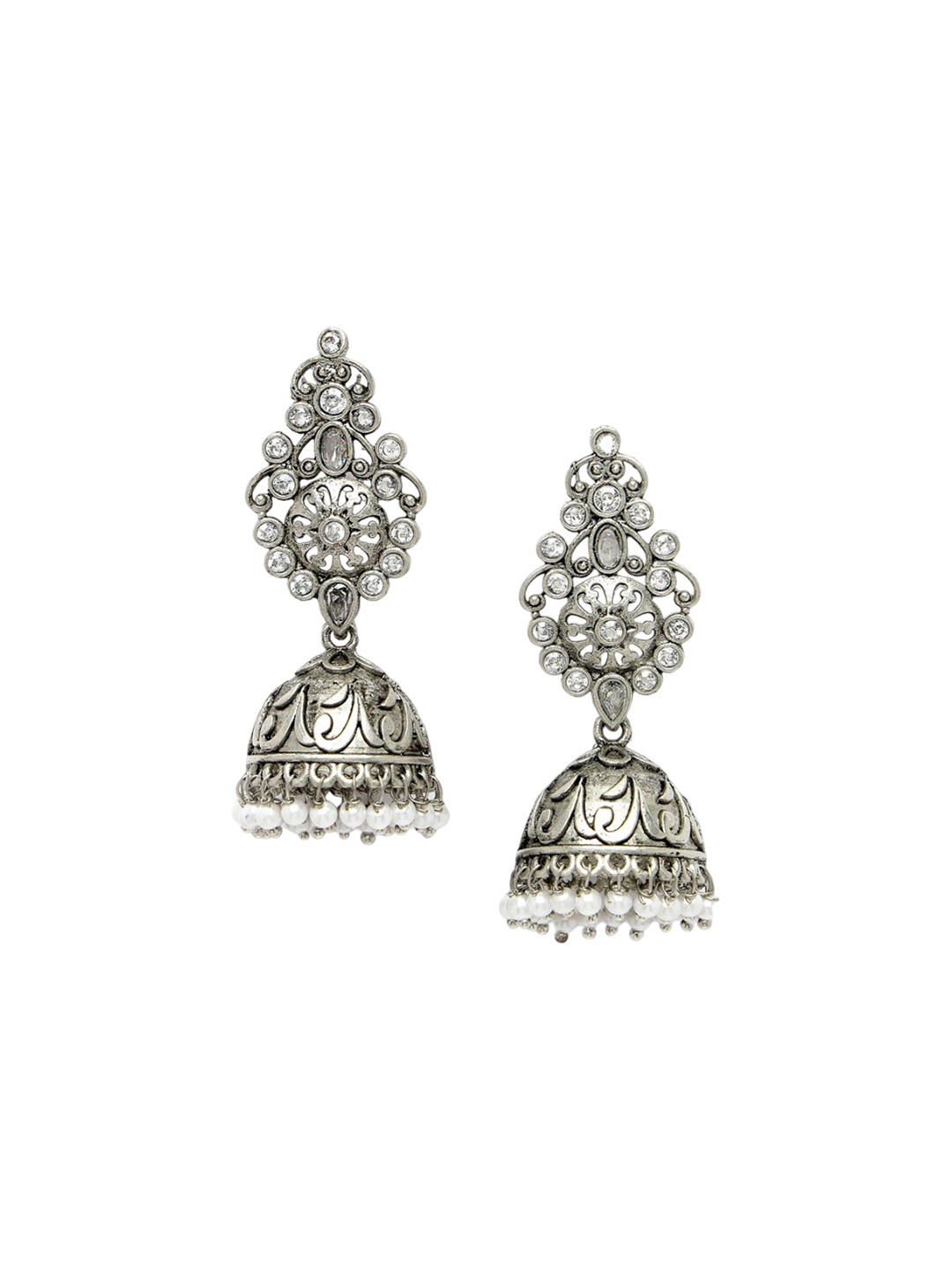 

ADIVA Silver-Plated Dome Shaped Jhumkas