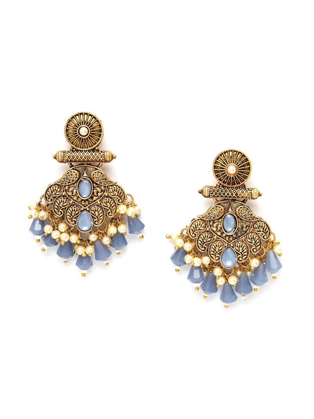

ADIVA Gold Plated Antique Artificial Beads Chandbalis