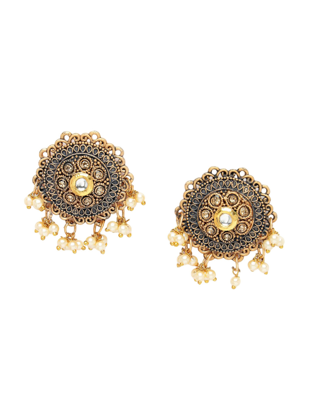 

ADIVA Gold-Plated Circular Drop Earrings