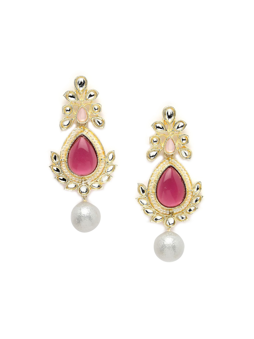 

ADIVA Gold-Plated Classic Kundan Drop Earrings