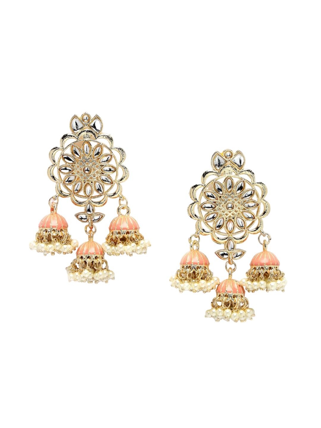 

ADIVA Gold-Plated Dome Shaped Jhumkas Earrings