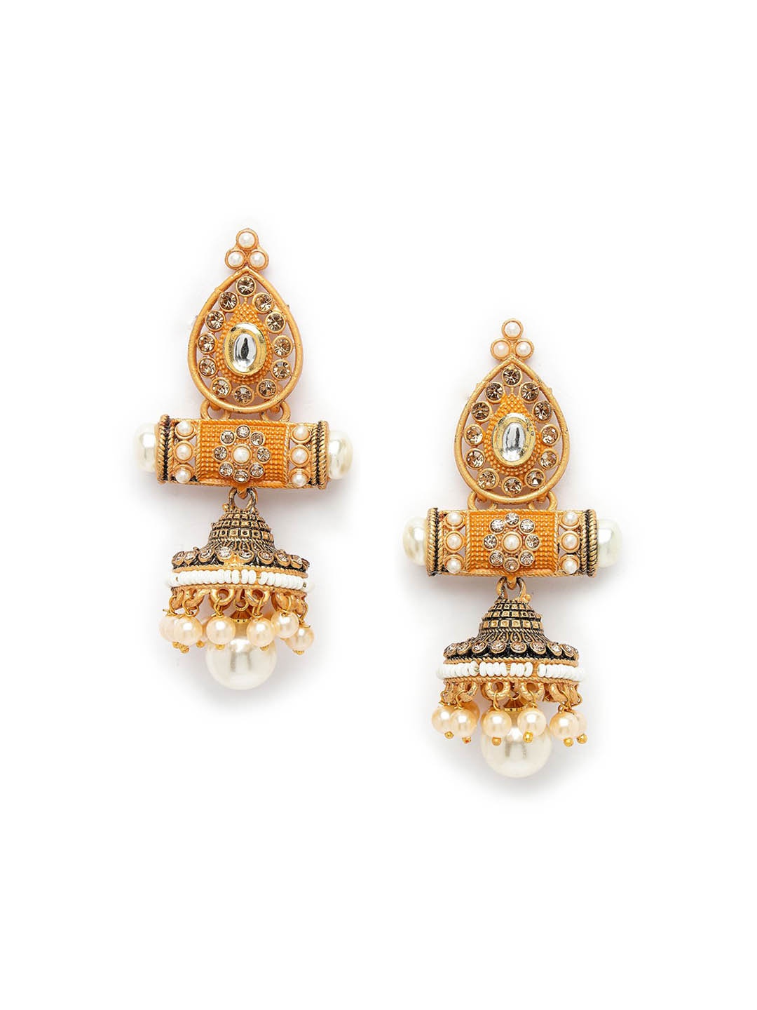 

ADIVA Gold-Plated Dome Shaped Jhumkas Earrings
