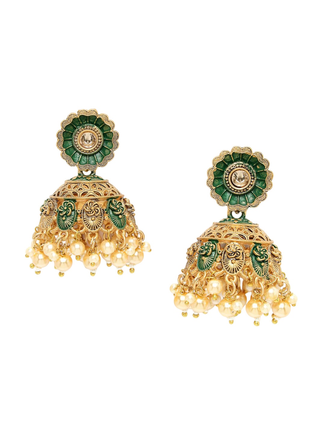 

ADIVA Gold-Plated Dome Shaped Jhumkas Earrings