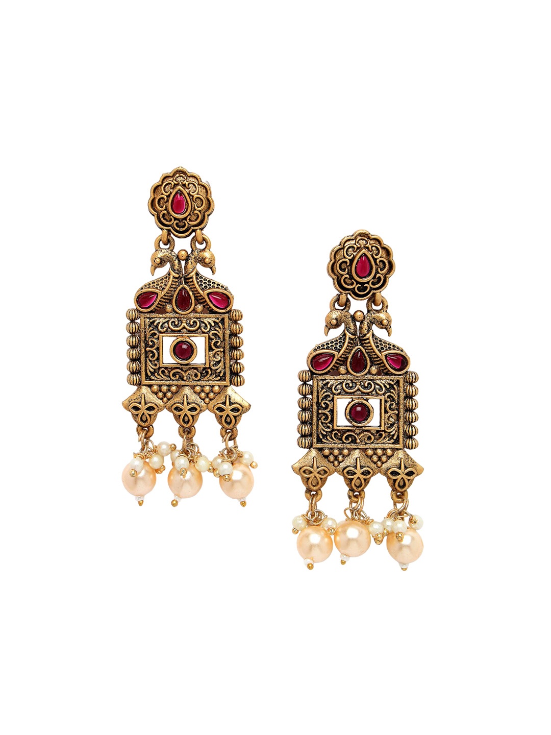 

ADIVA Gold-Plated Peacock Shaped Drop Earrings