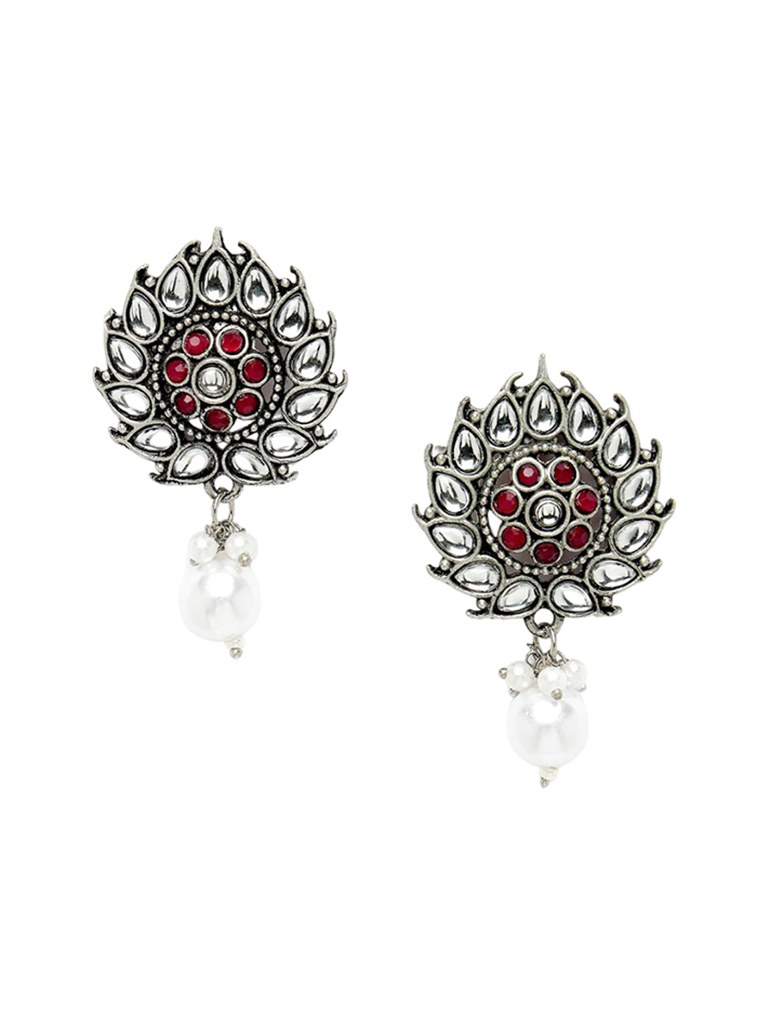 

ADIVA Silver-Plated Floral Drop Earrings