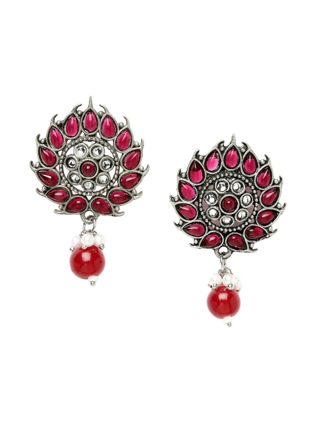 

ADIVA Silver-Plated Floral Drop Earrings