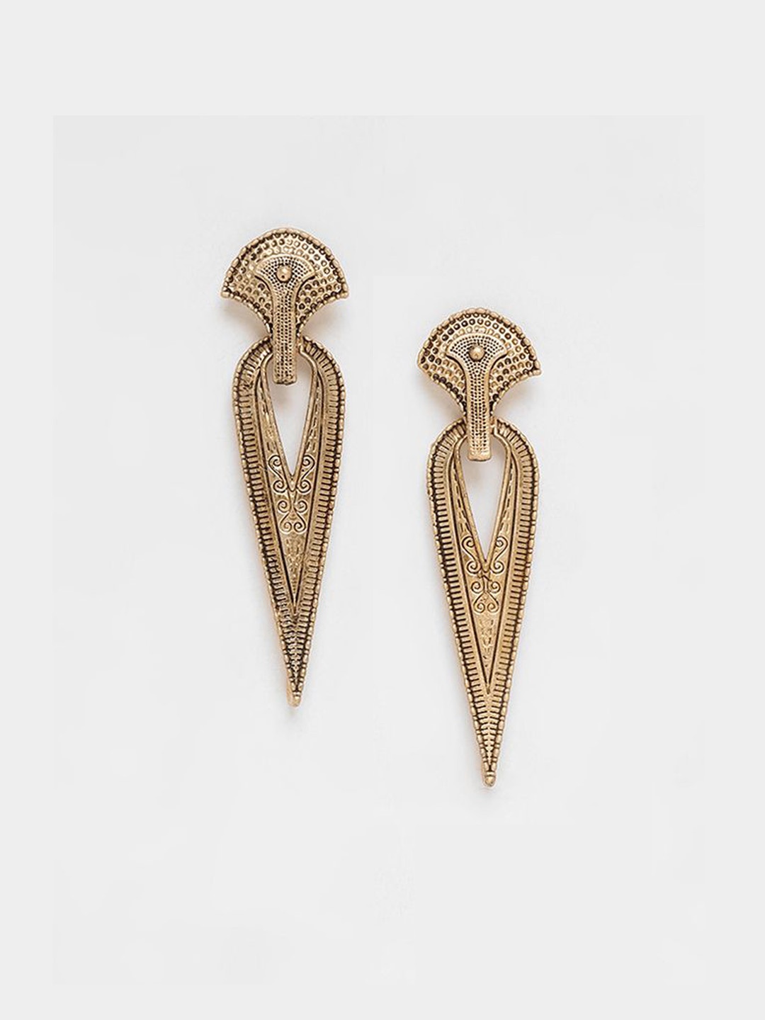 

ADIVA Gold-Plated Teardrop Shaped Drop Earrings