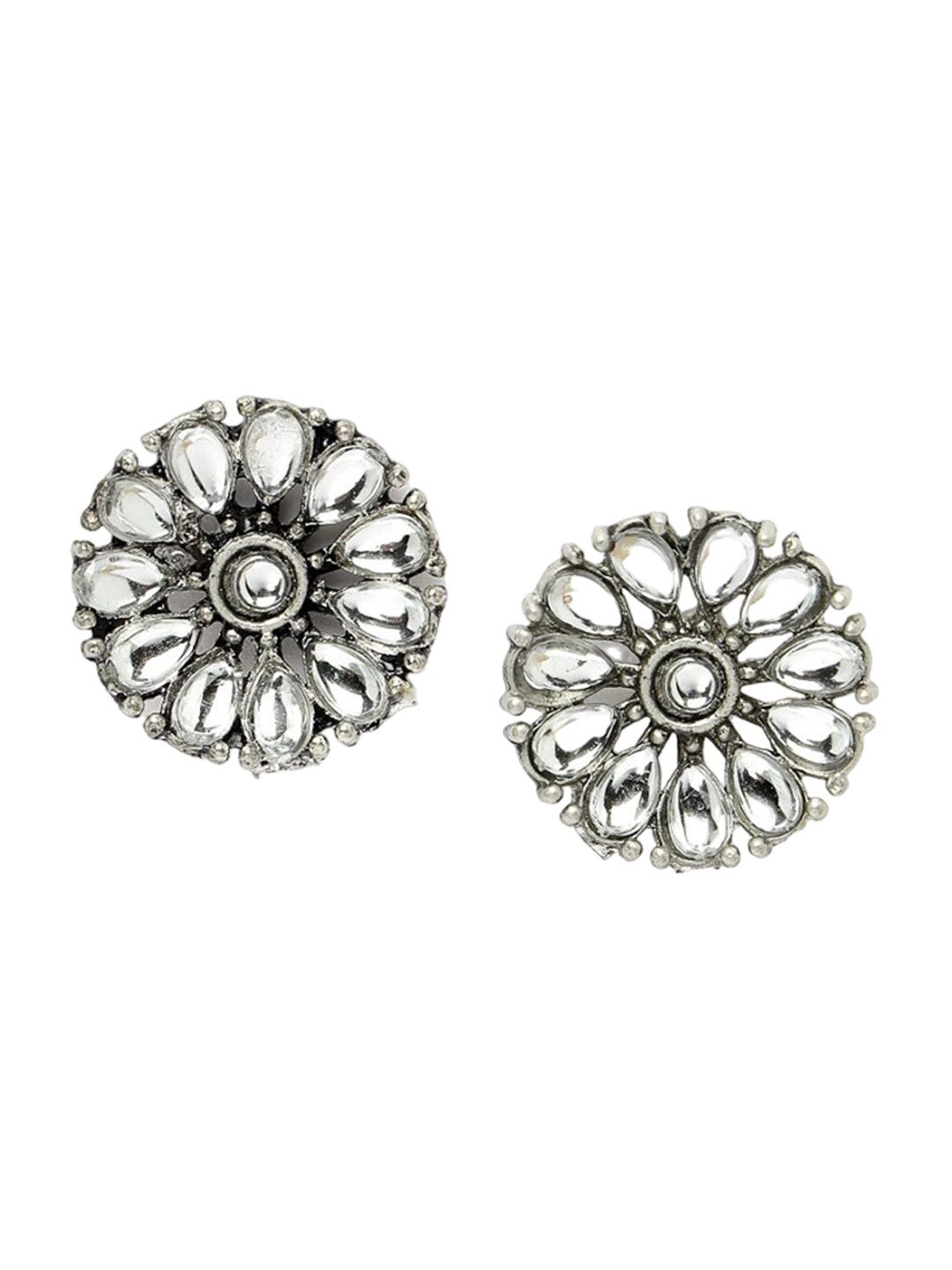 

ADIVA Silver-Plated Floral Studs Earrings