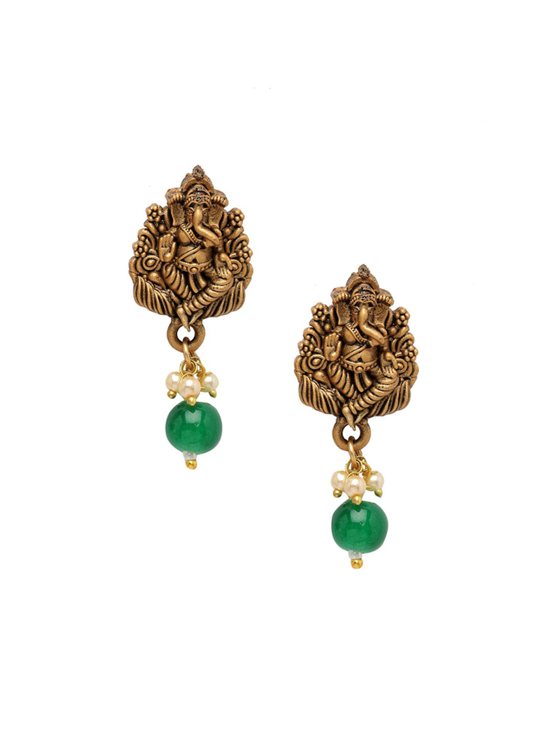 

ADIVA Gold-Plated Temple Classic Drop Earrings