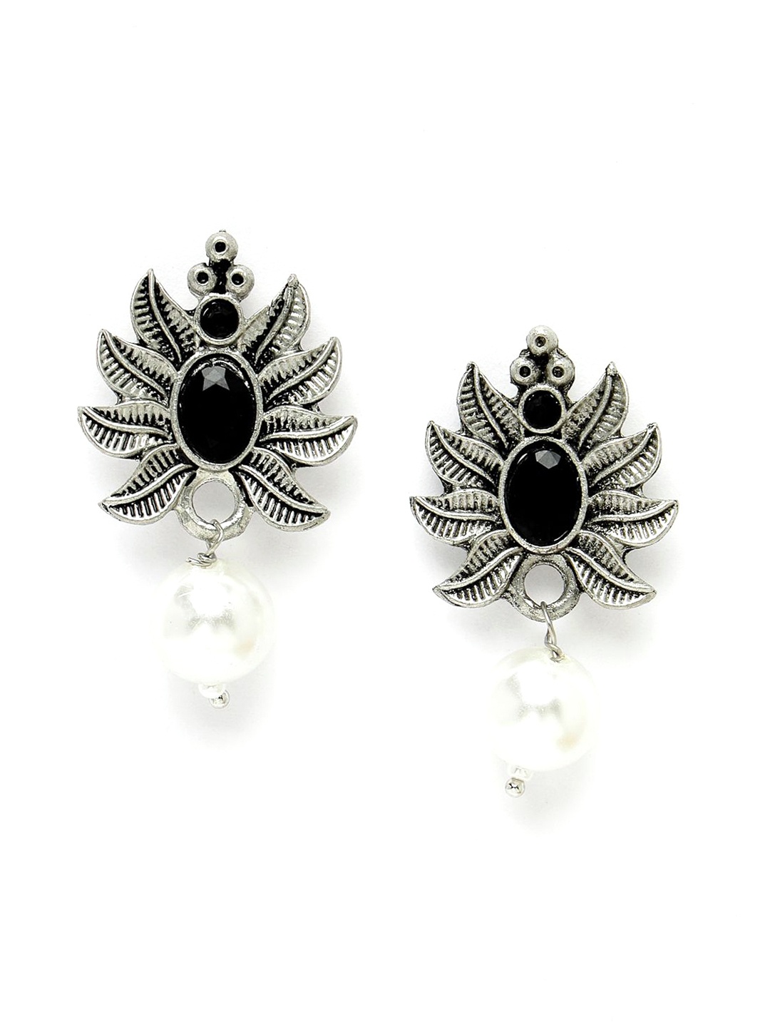 

ADIVA Silver-Plated Leaf Shaped Drop Earrings