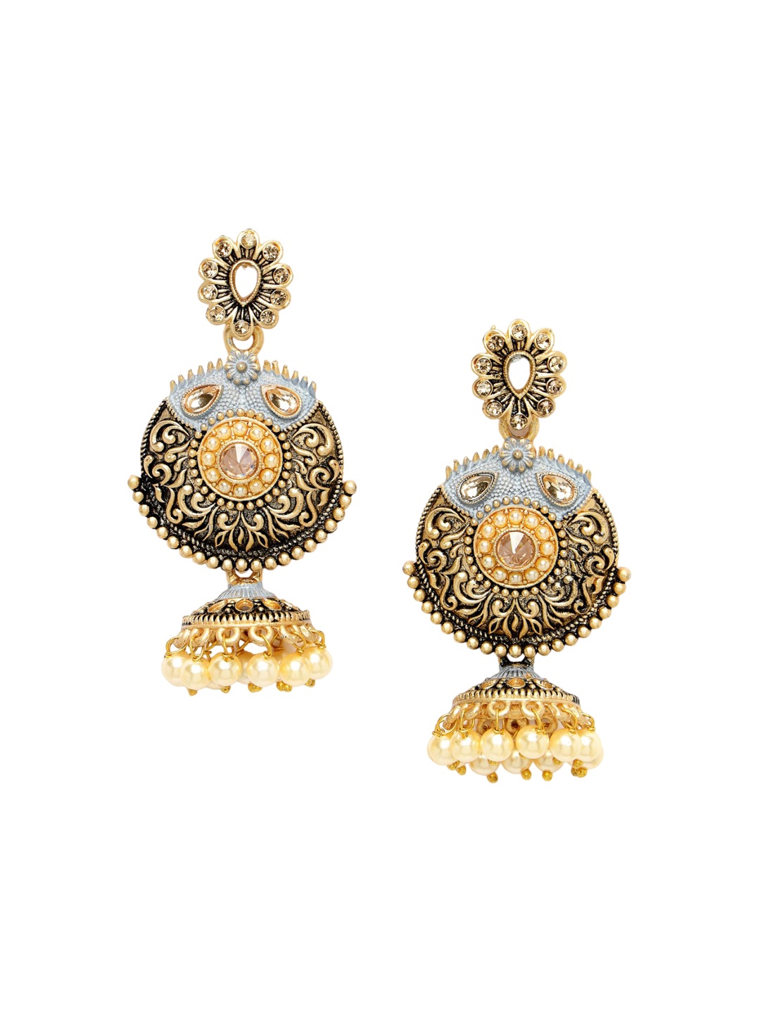 

ADIVA Gold-Plated Stone Studded Classic Jhumkas