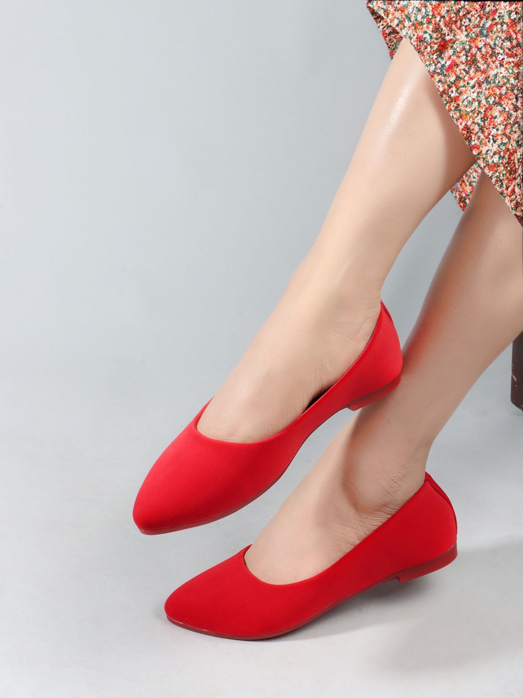 

DressBerry Red Velvet Ballerinas