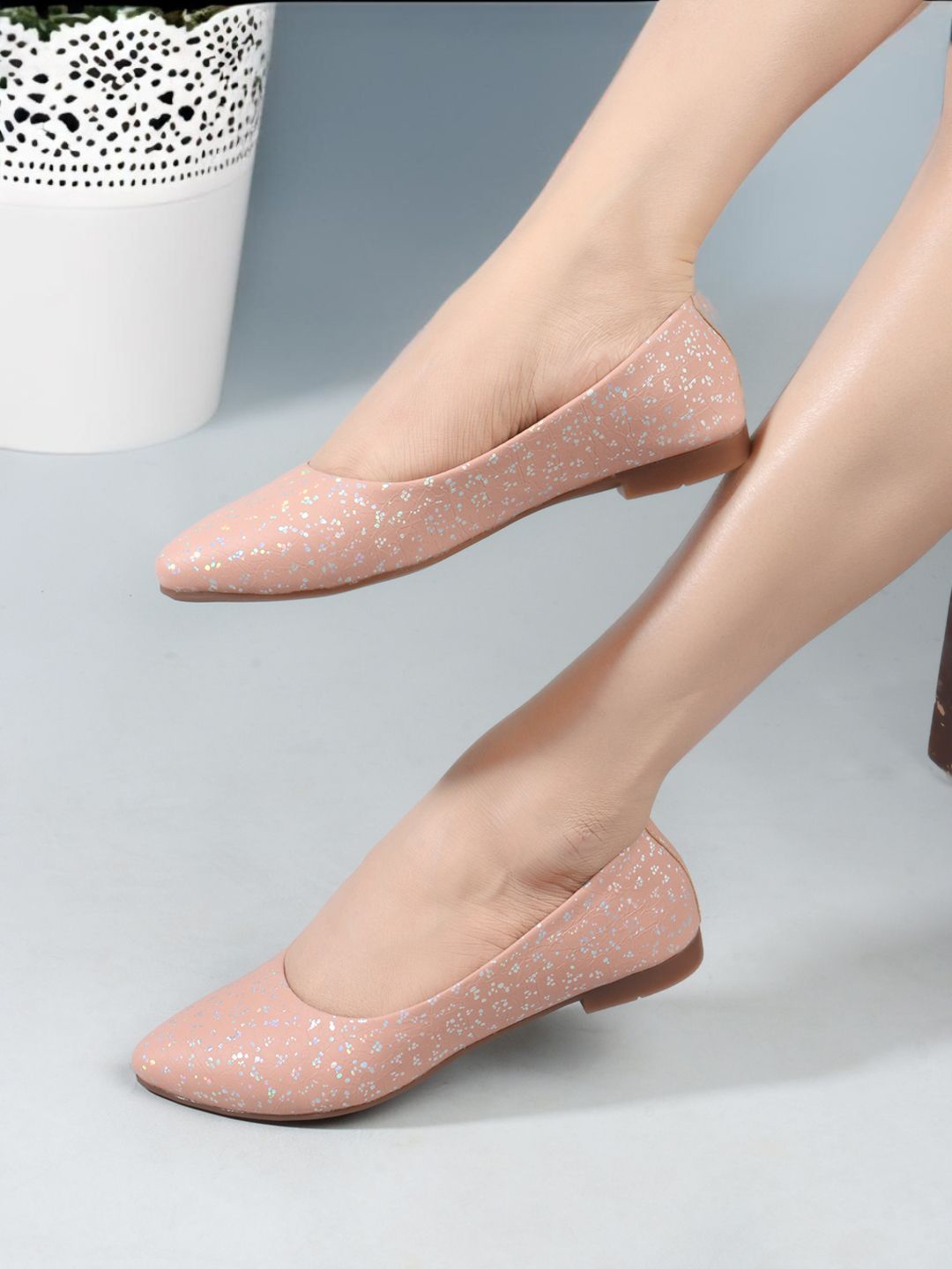 

DressBerry Nude Coloured Printed Ballerinas