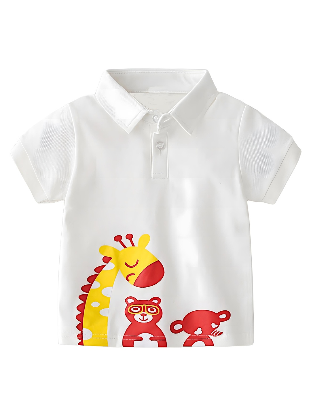 

BAESD Kids Graphic Printed Polo Collar T-shirt, White