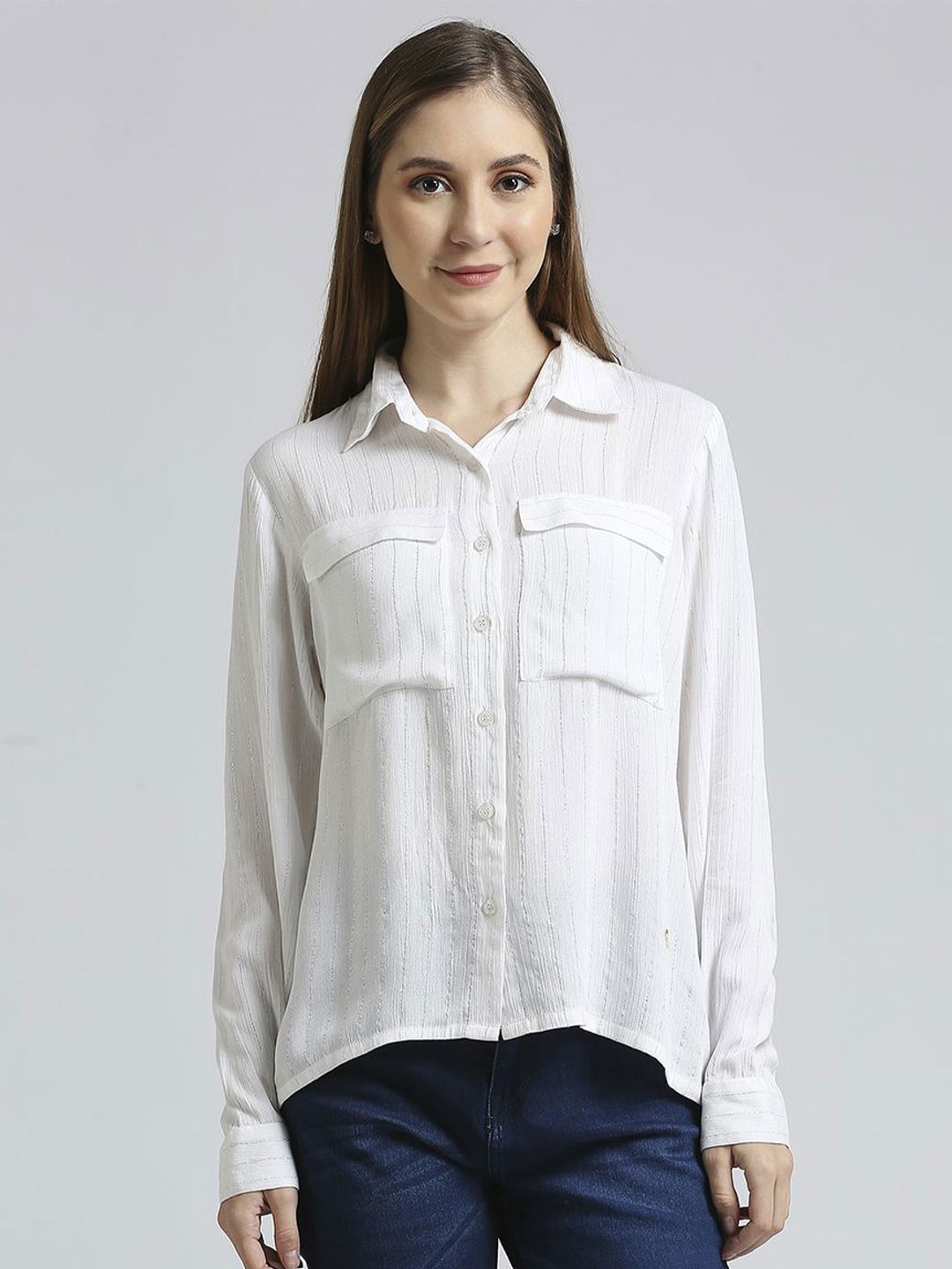 

EMBLAZE Comfort Relaxed Fit Textured Self Design Cotton Casual Shirt, White
