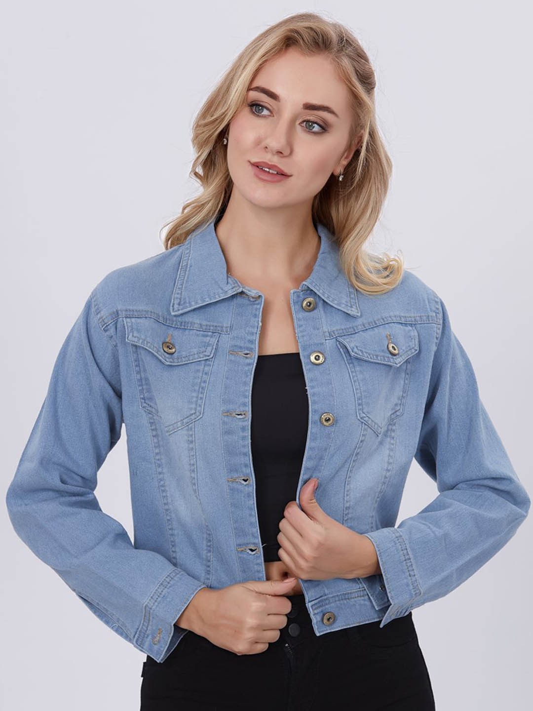 

Blum Denim Lightweight Crop Denim Jacket, Blue