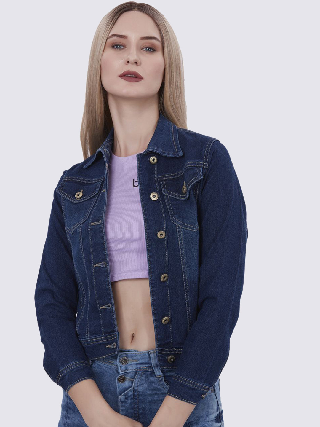 

Blum Denim Washed Spread Collar Lightweight Jacket, Navy blue
