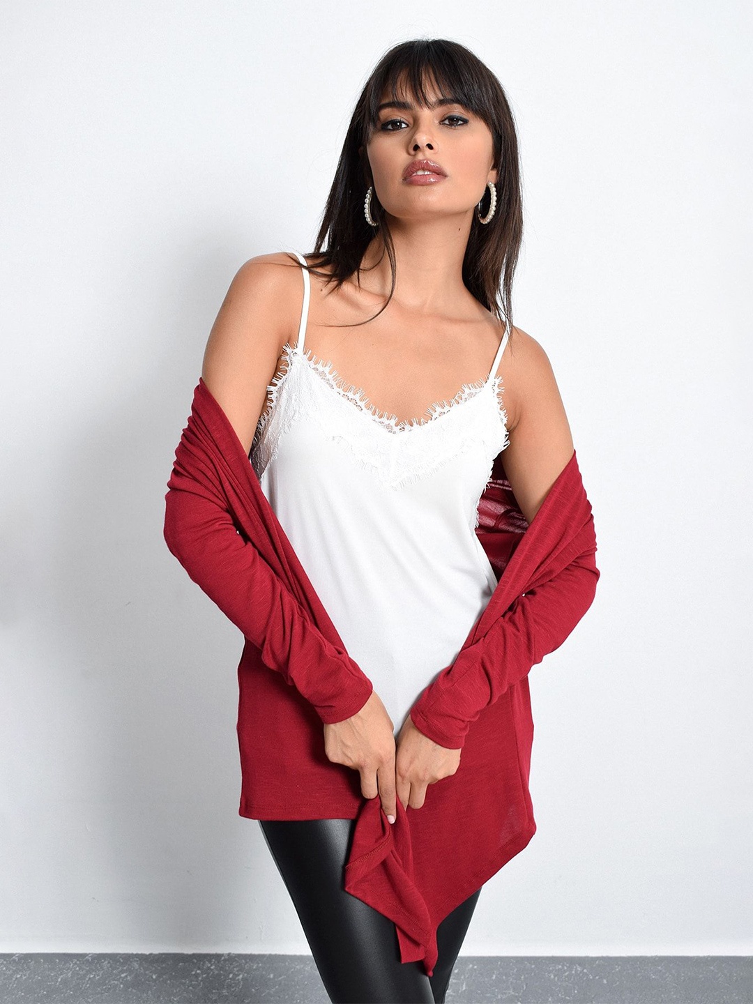 

Cool & Sexy Solid Lace-Up Shoulder Straps Top, White
