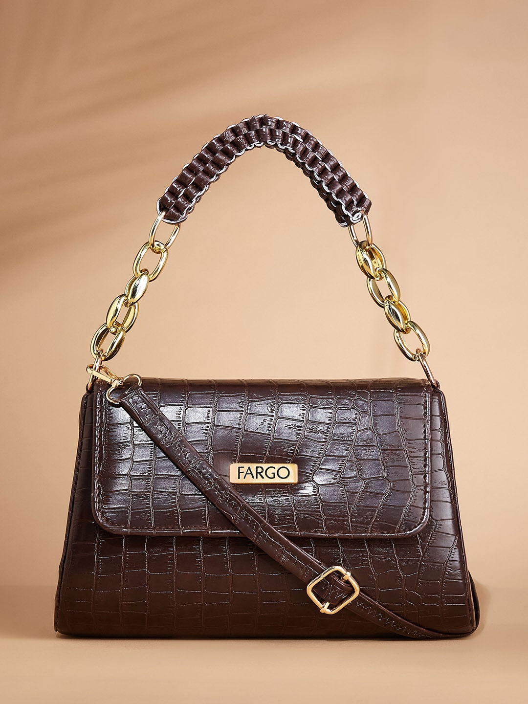

FARGO Textured Structured Handheld Bag, Brown
