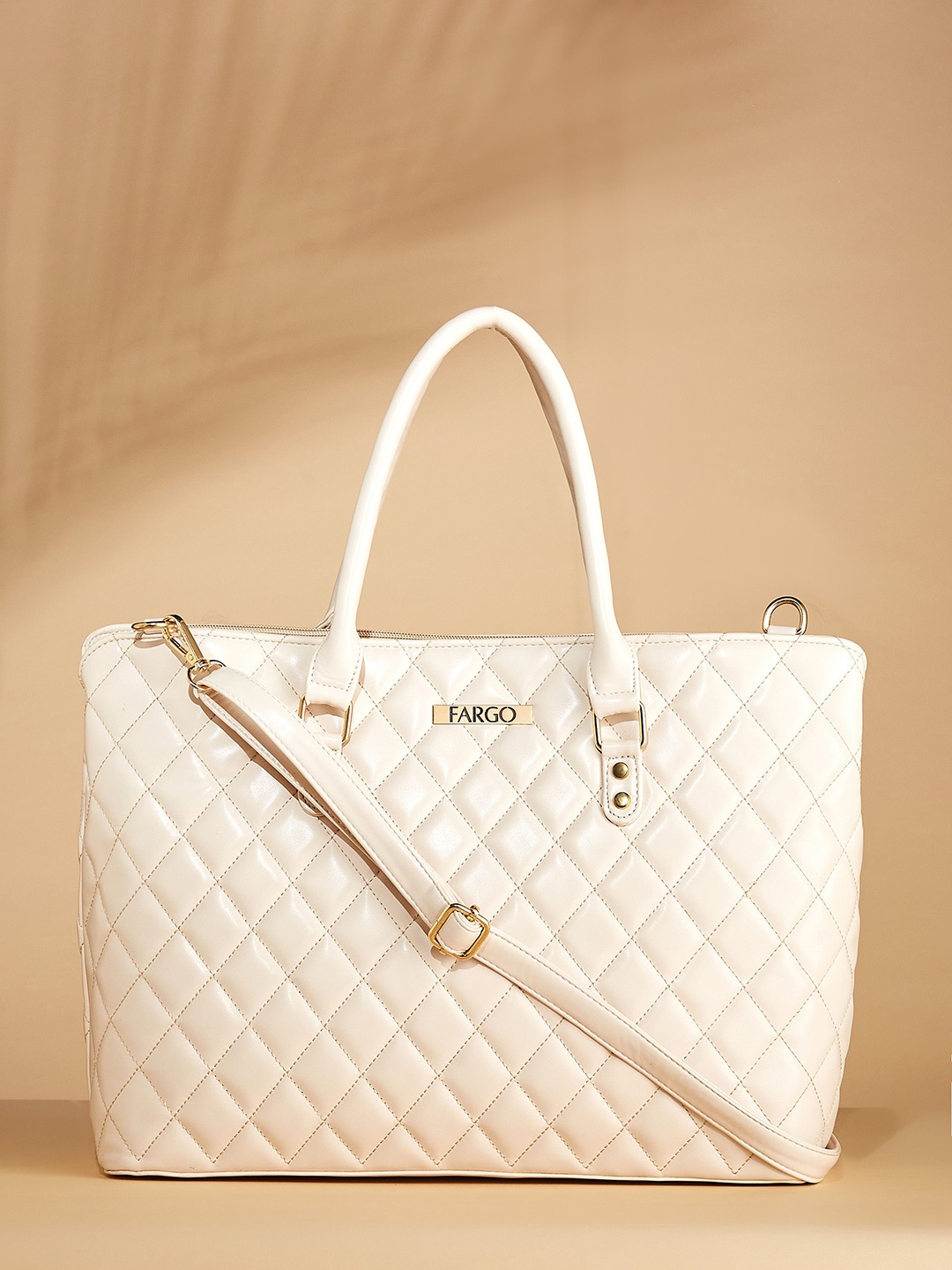 

FARGO Textured Structured Handheld Bag, Cream