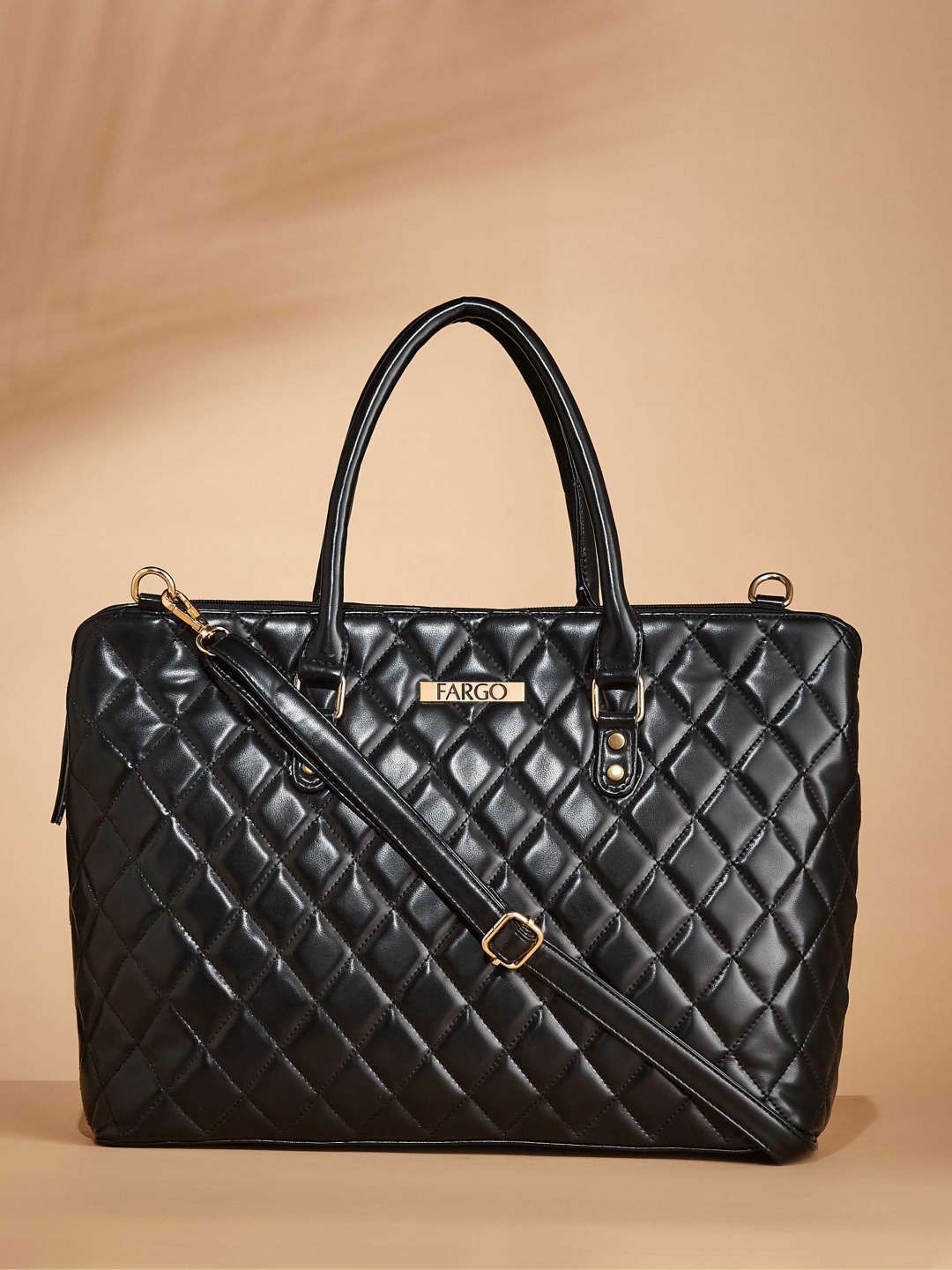 

FARGO Textured Structured Synthetic Leather Handheld Bag, Black
