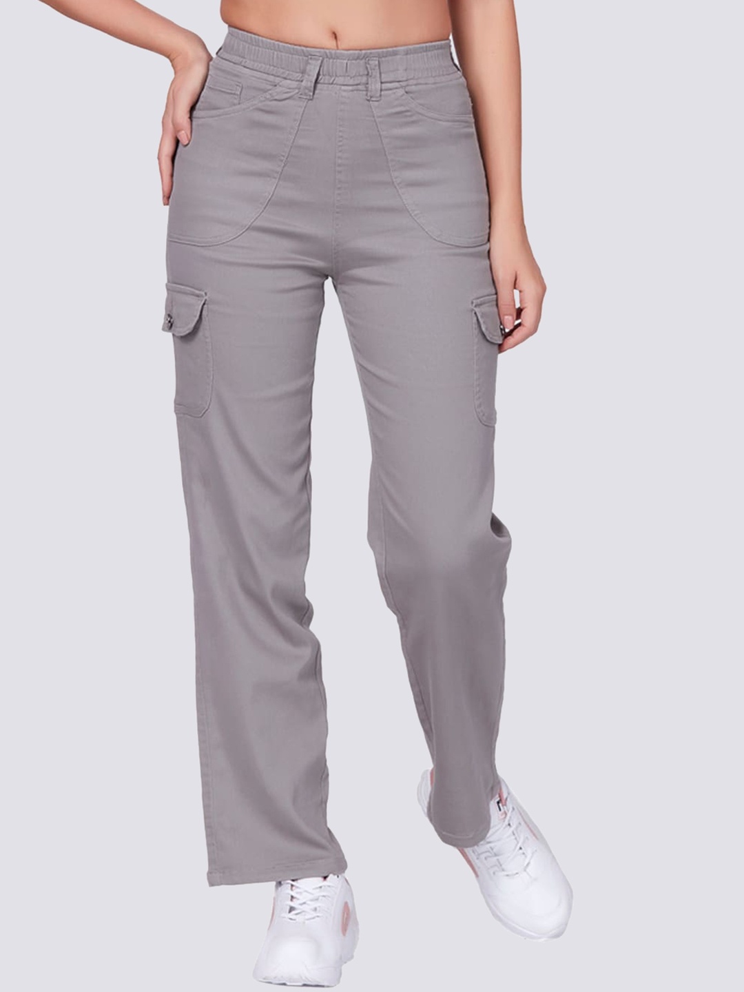 

Blum Denim Women Mid Rise Smart Cargo Trouser, Grey