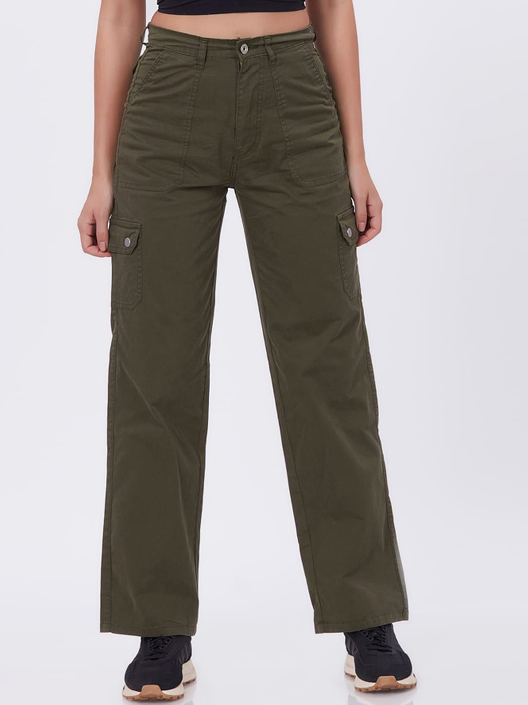 

Blum Denim Women Mid Rise Smart Cargo Trouser, Green