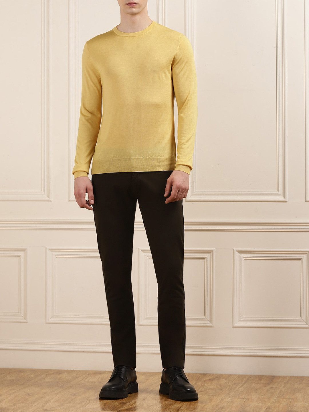 

HACKETT LONDON Round Neck Long Sleeves Pullover Sweater, Yellow