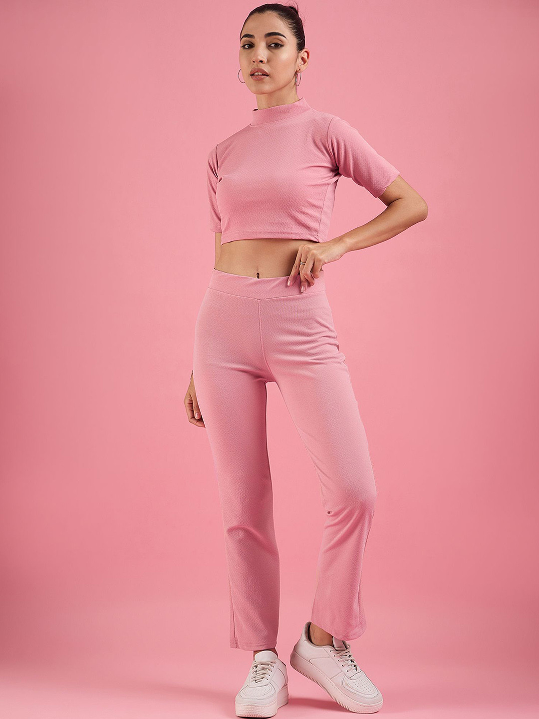 

DressBerry High Neck Top & Trousers Co-Ord, Pink