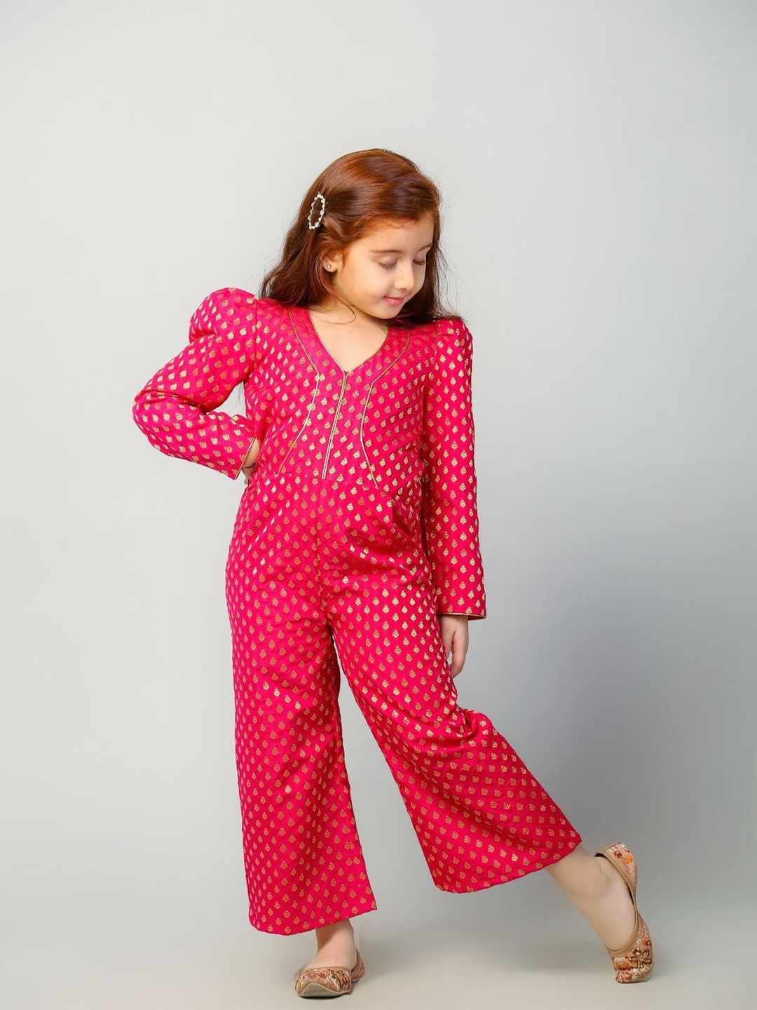 

Folk Culture Clothing Girls Self Design Coat, Pink