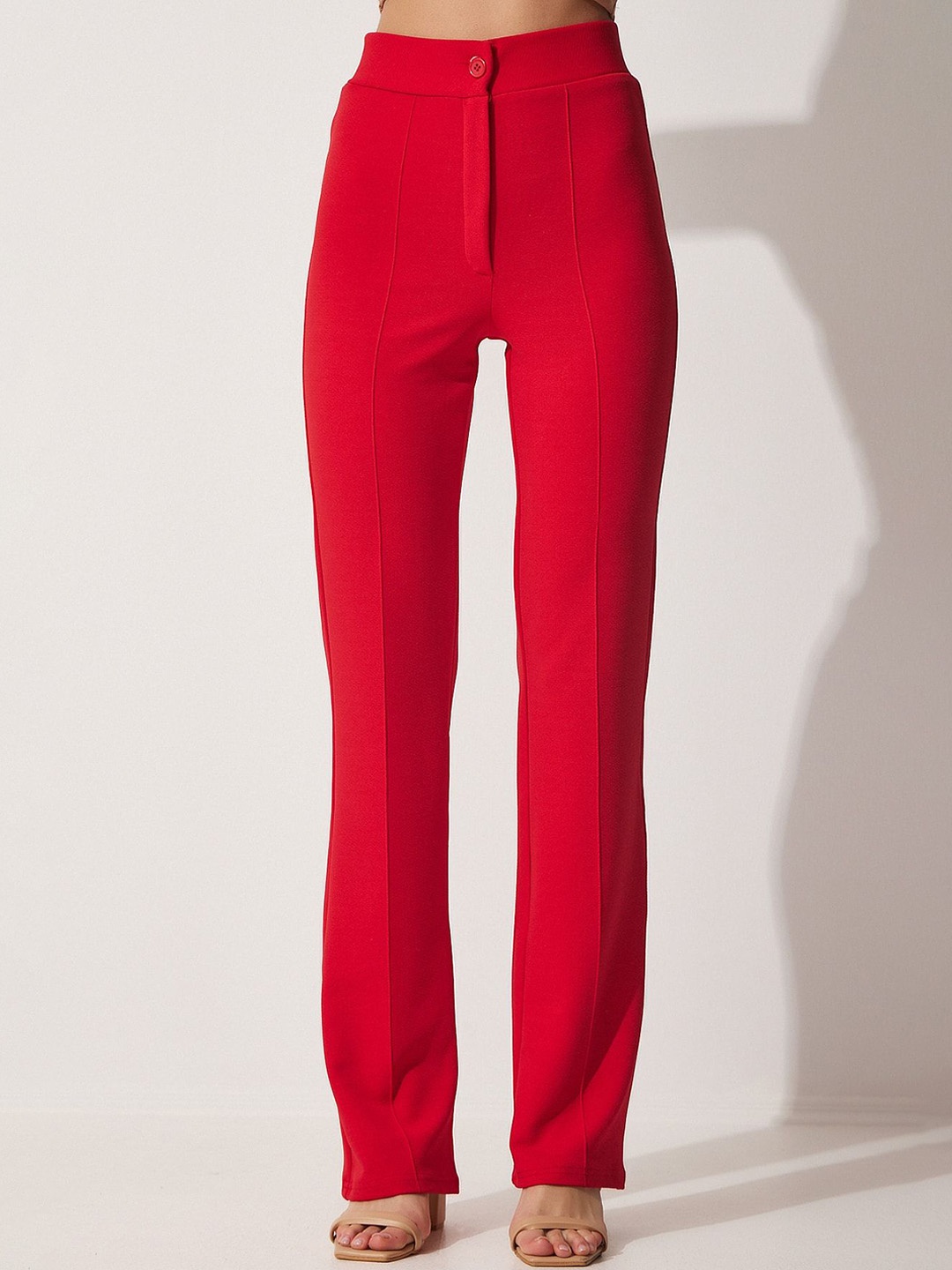 

Happiness istanbul Women Cotton Bootcut Trousers, Na