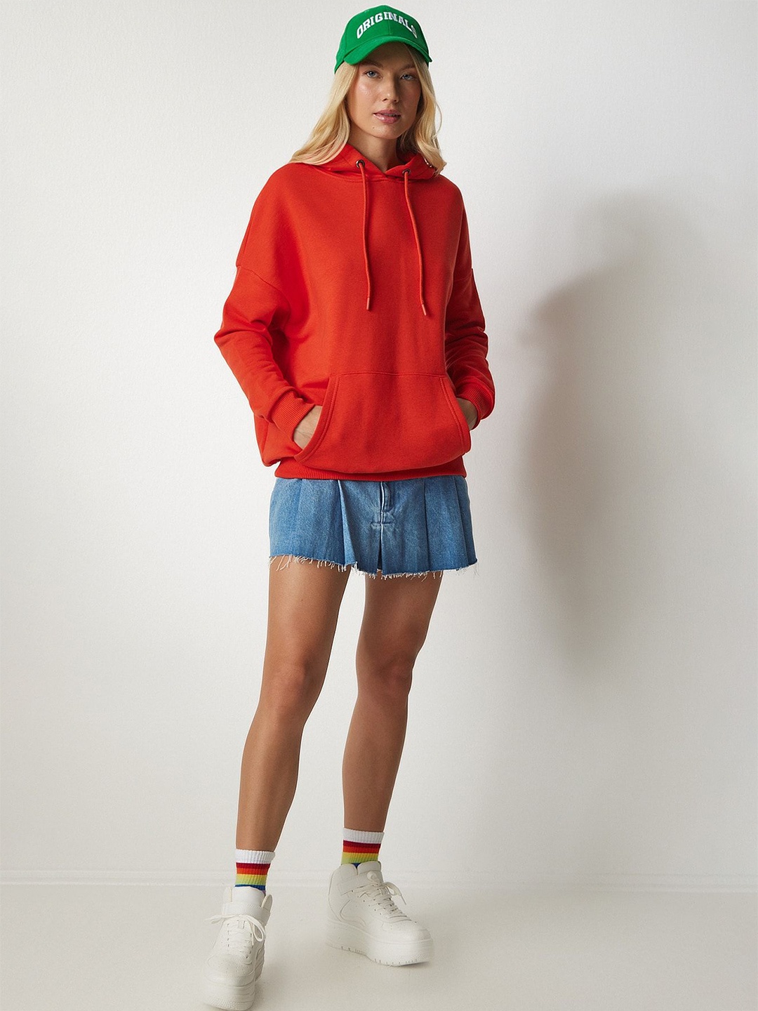 

Happiness istanbul Hood Long Sleeves Straight Pullover Cotton Sweatshirt, Na