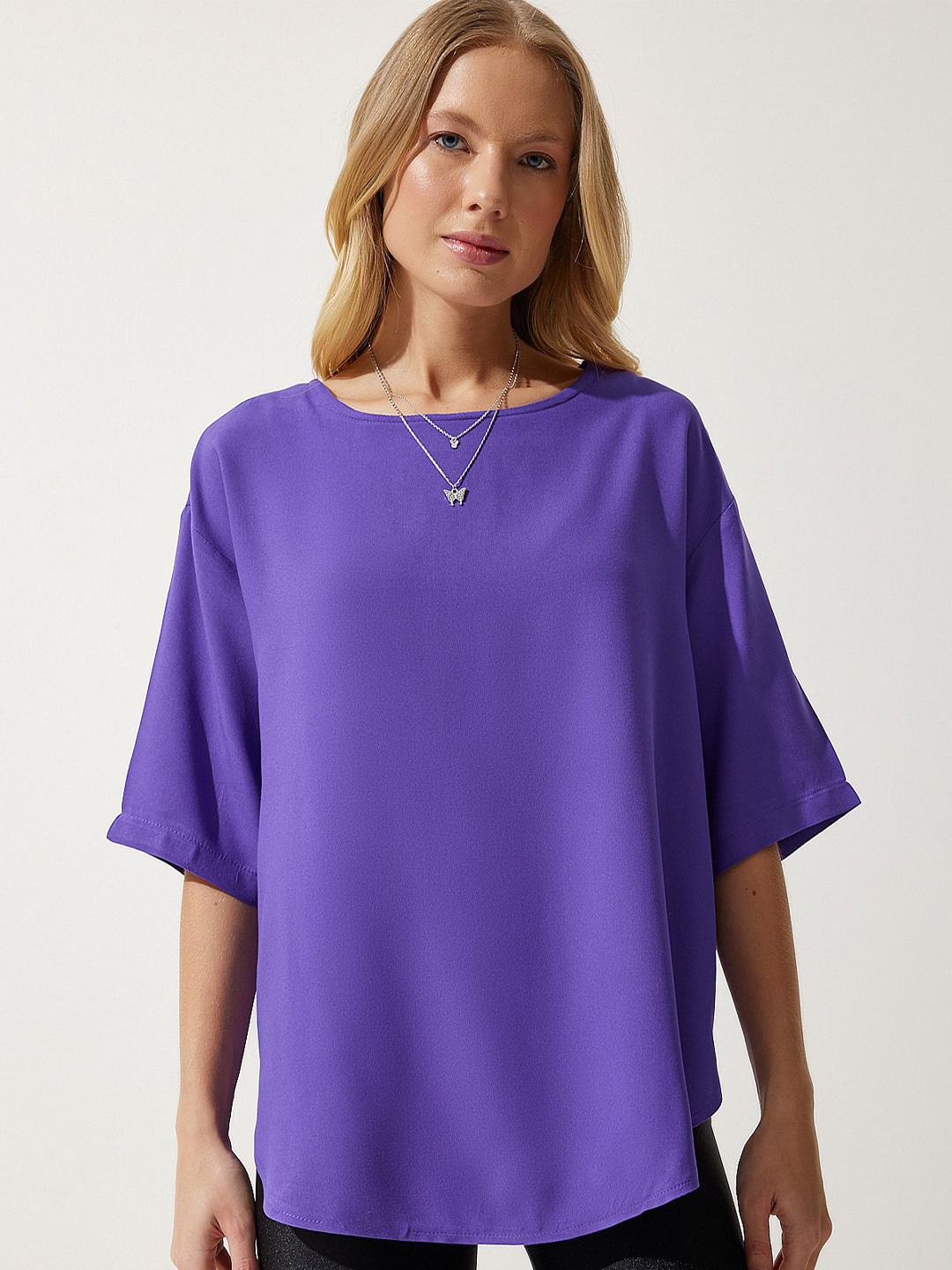 

Happiness istanbul Square Neck Flared Sleeves Top, Blue