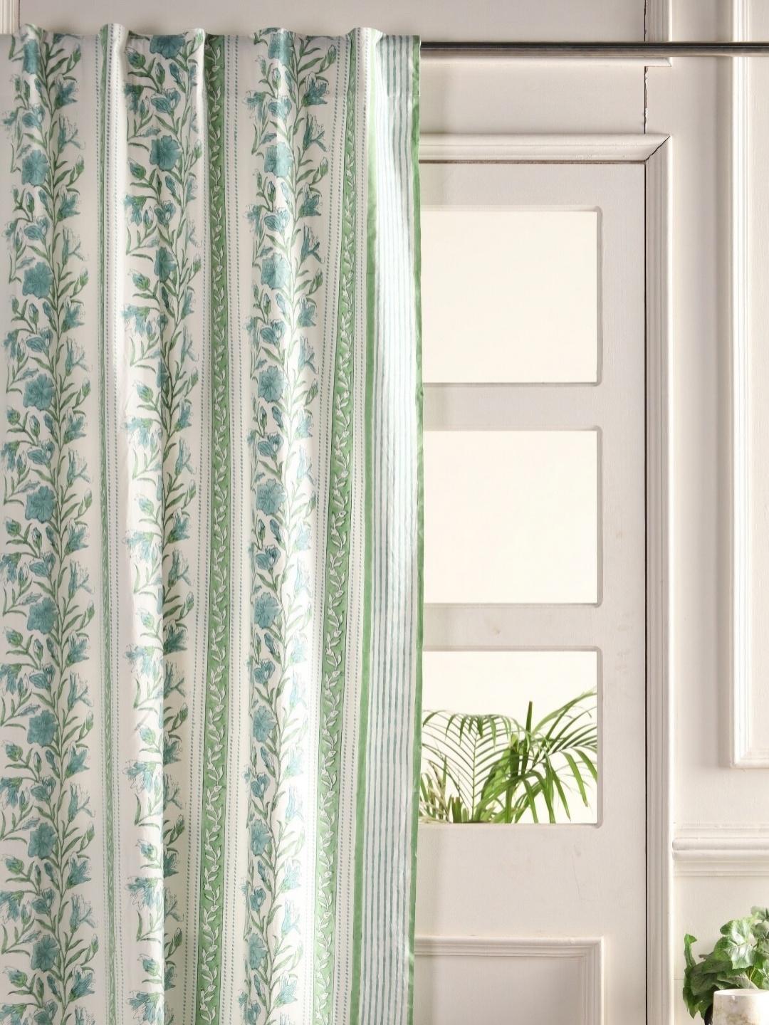 

Peepul Tree Set of 2 Floral Sheer Window Curtain, Green