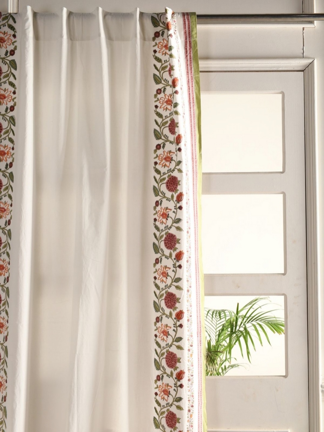

Peepul Tree Set of 2 Floral Sheer Window Curtain, White