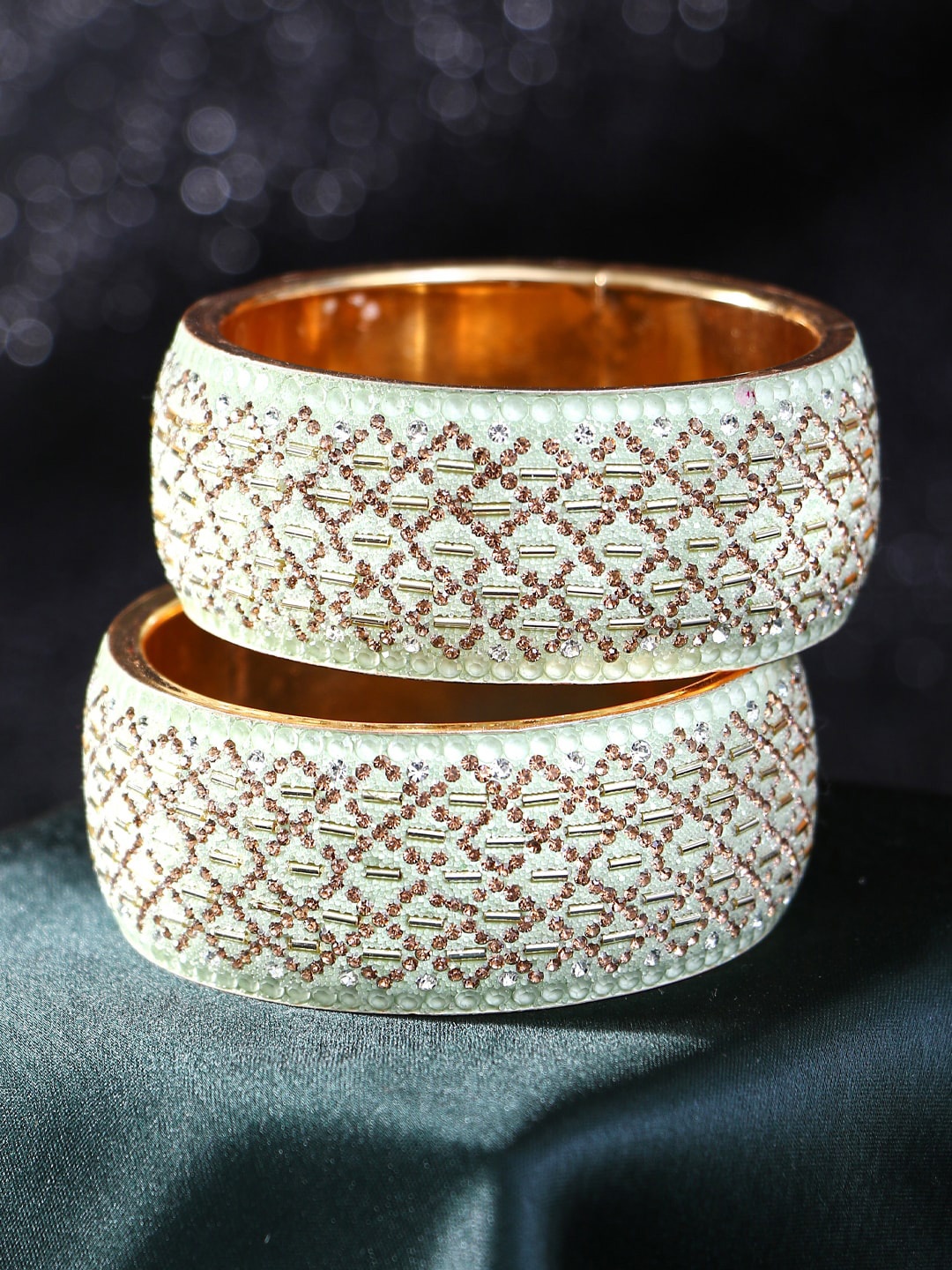 

Adwitiya Collection Set Of 2 Gold-Plated Embellished Bangles