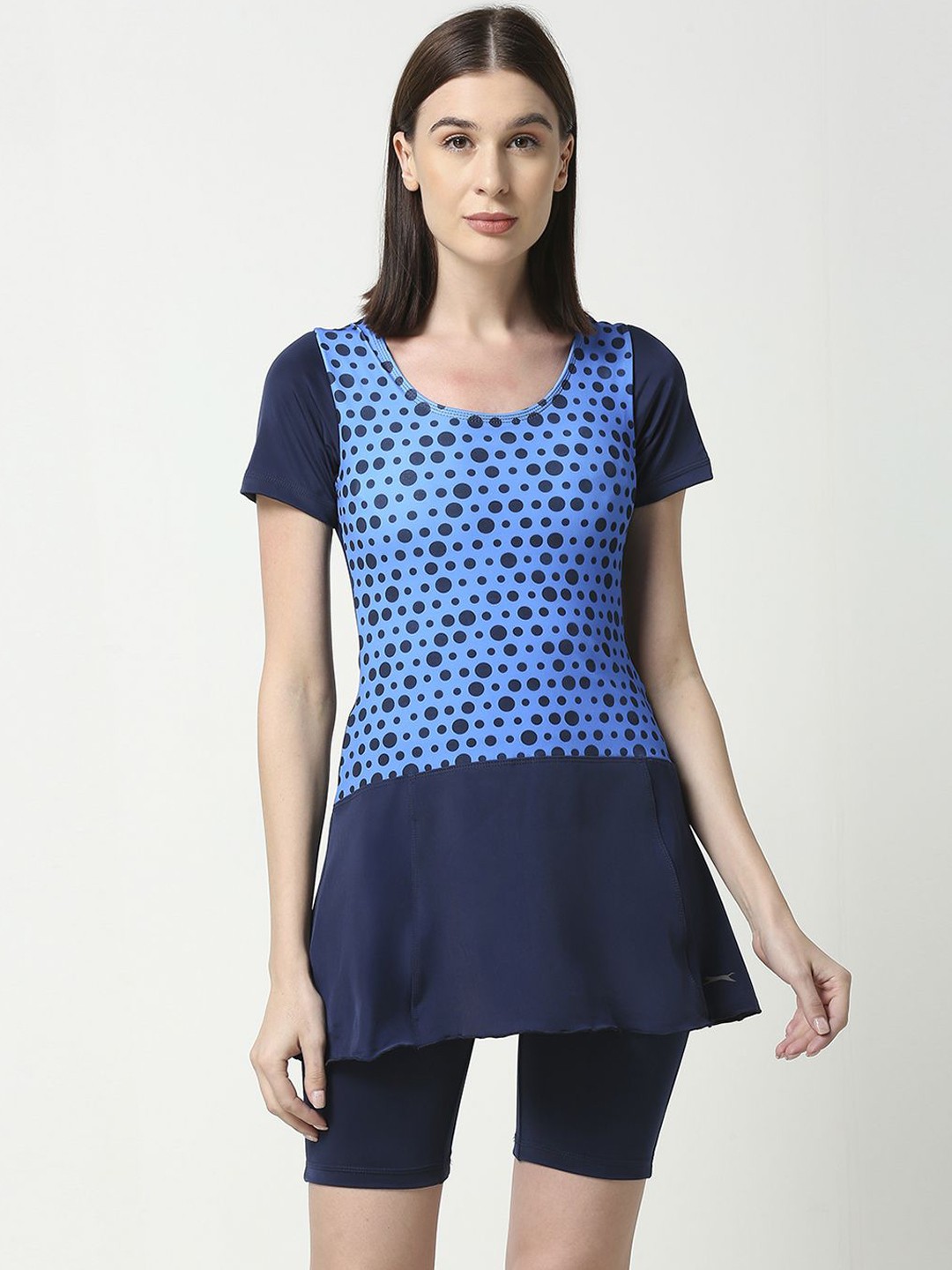 

Black Panther Geometric Printed Swimming Dress, Navy blue