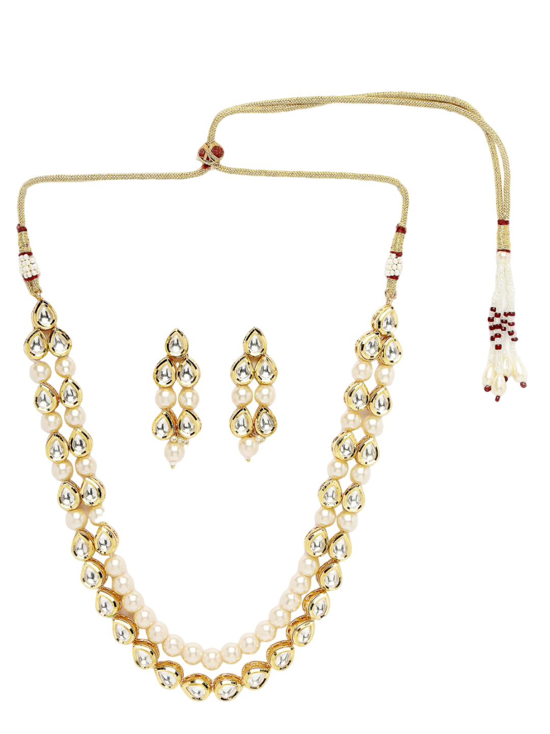 

ADIVA Gold Plated Kundan Studded & Beaded Jewellery Set