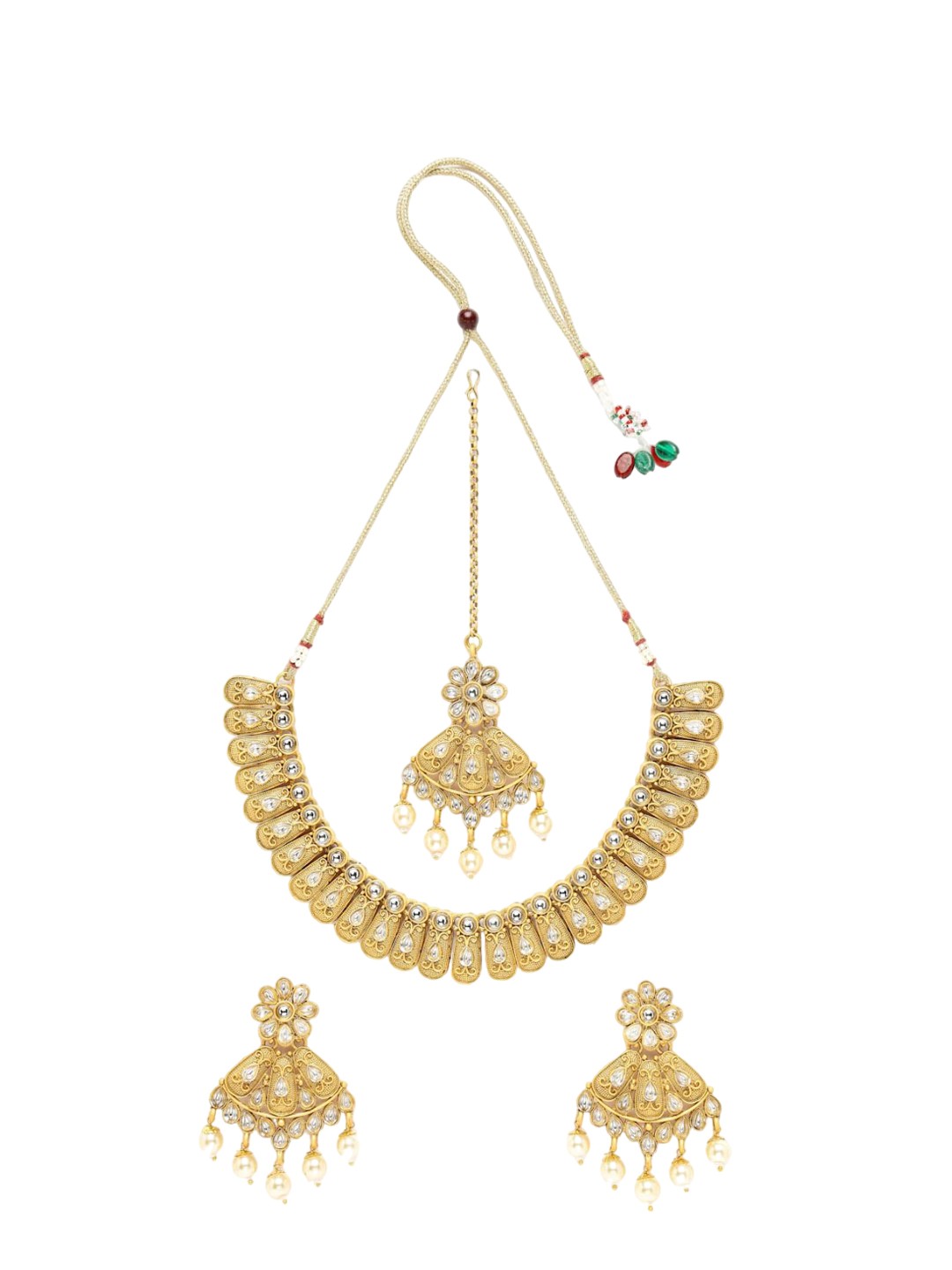 

ADIVA Gold-Plated Kundan Necklace and Earrings