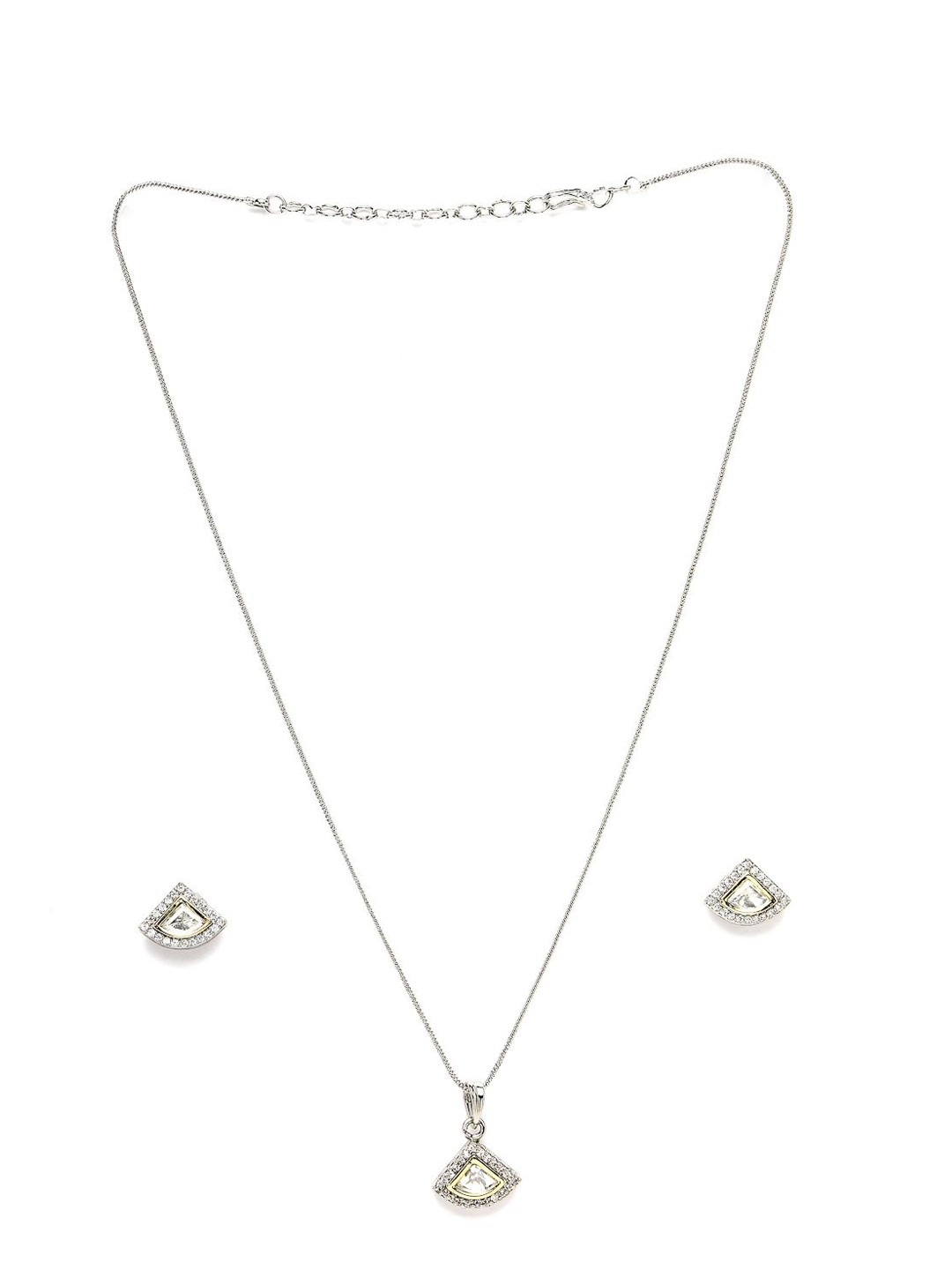

ADIVA Silver-Plated AD-Stone-Studded Necklace and Earrings