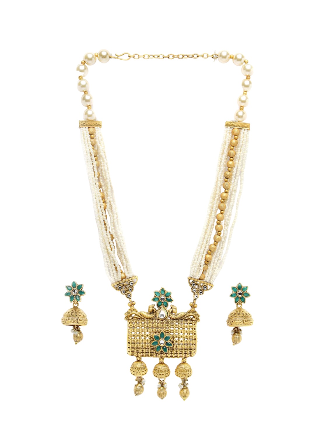 

ADIVA Gold-Plated Stone Necklace and Earrings