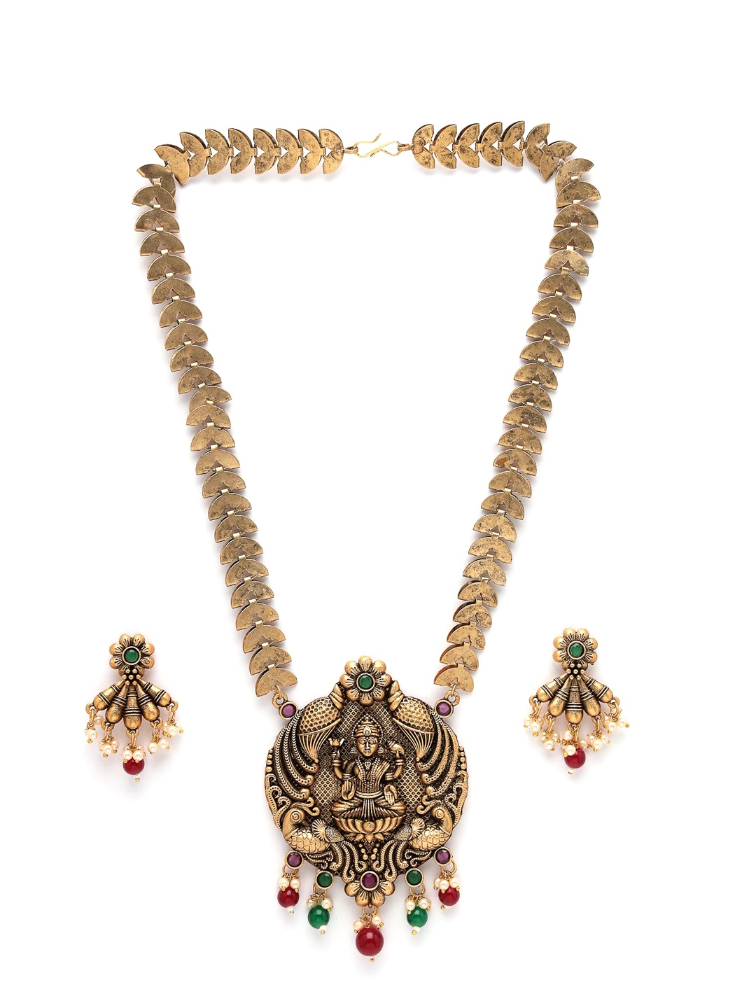 

ADIVA Gold-Plated Stone Studded Pearls Beaded Jewellery Set