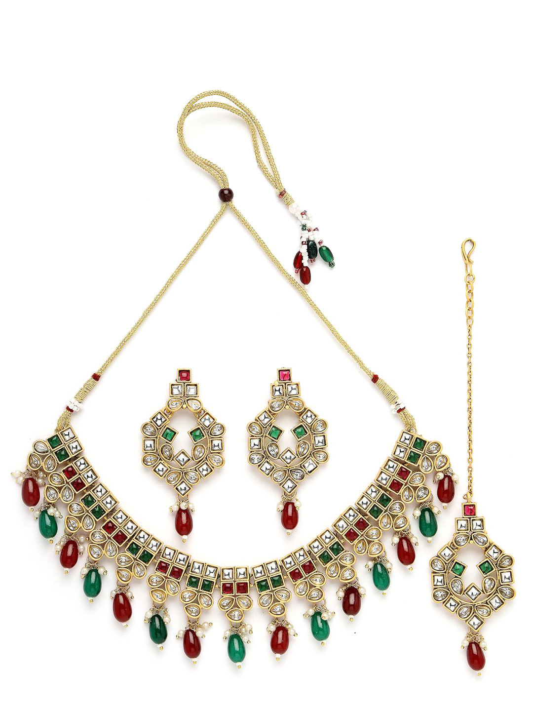 

ADIVA Gold-Plated Kundan Necklace and Earrings