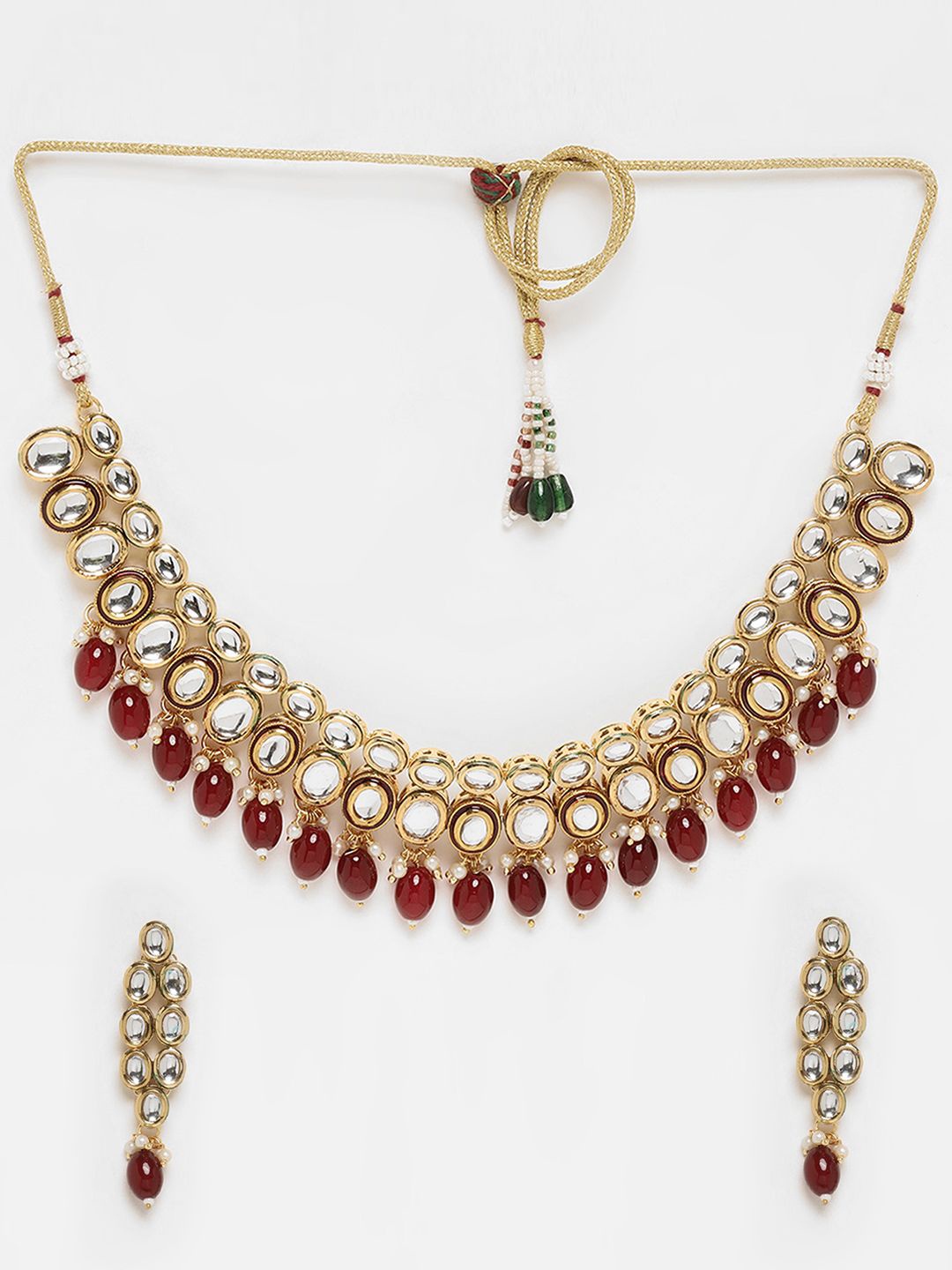 

ADIVA Gold-Plated Kundan-Studded & Beaded Jewellery Set