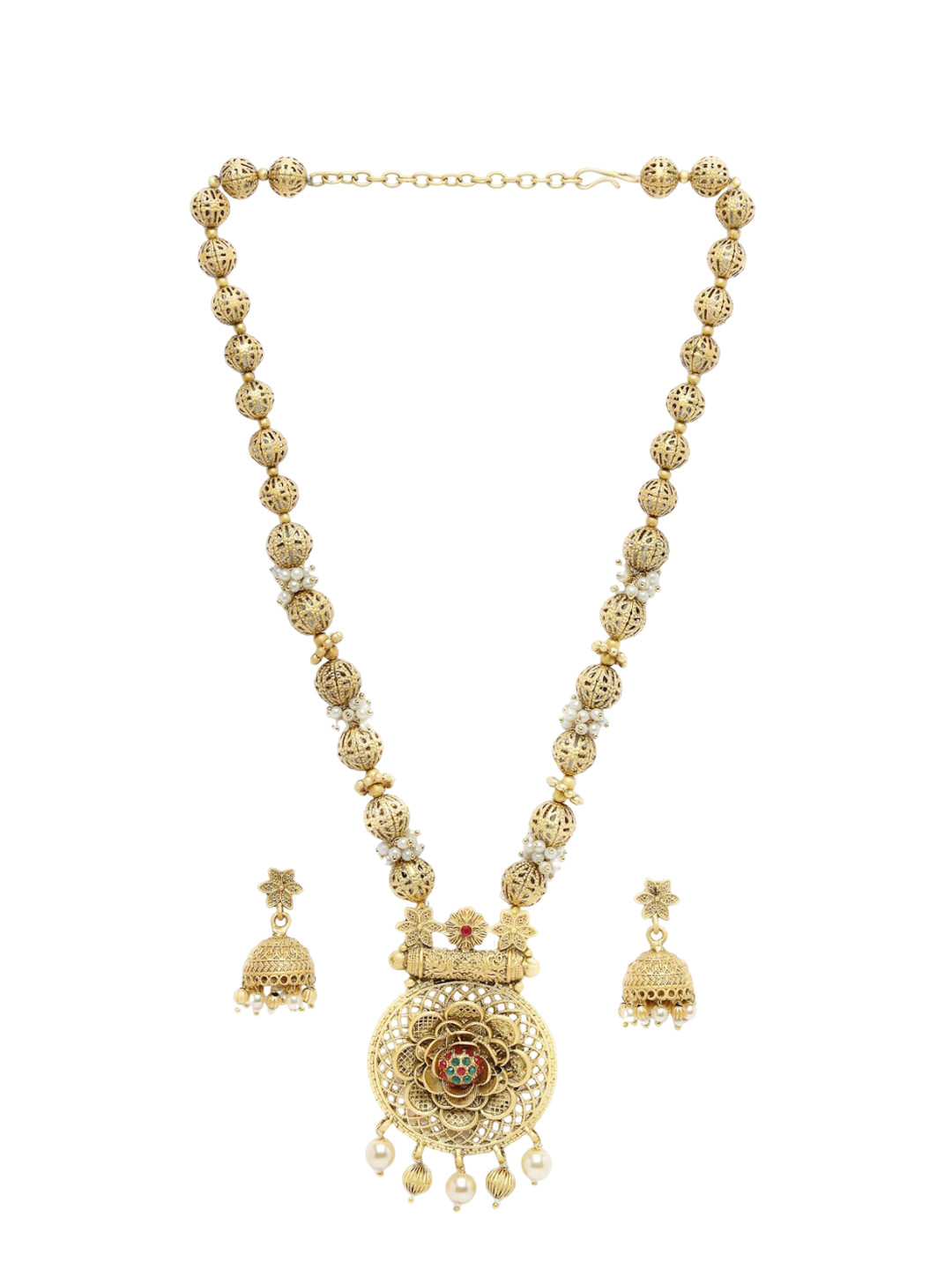 

ADIVA Gold-Plated Artificial Stone Necklace and Earrings