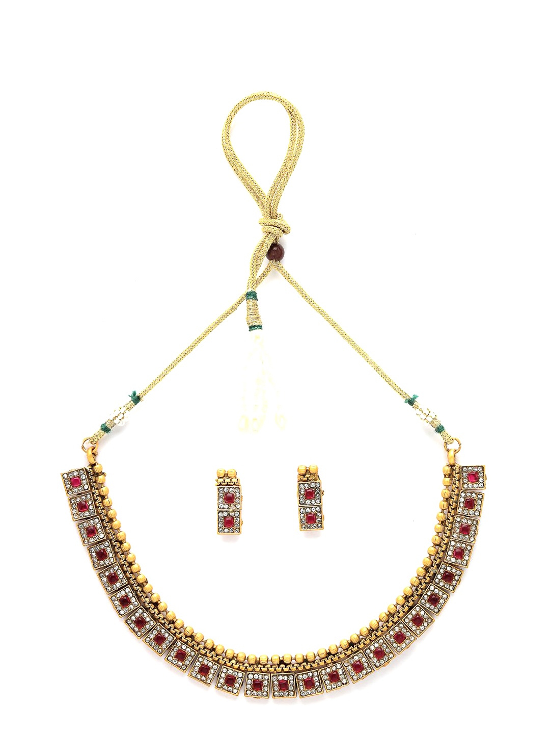 

ADIVA Gold-Plated AD Stone Studded Choker Jewellery Set