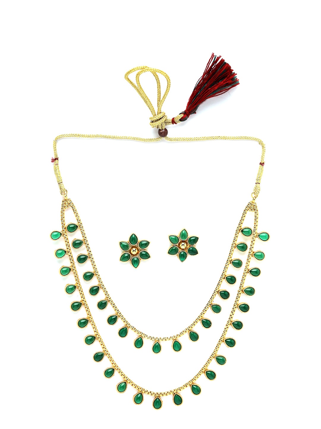 

ADIVA Gold Plated Stones Studded Necklace & Earrings